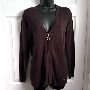 3/25$💥 Point Zero cardigan vest pull dark brown Women Small long sleeve zip